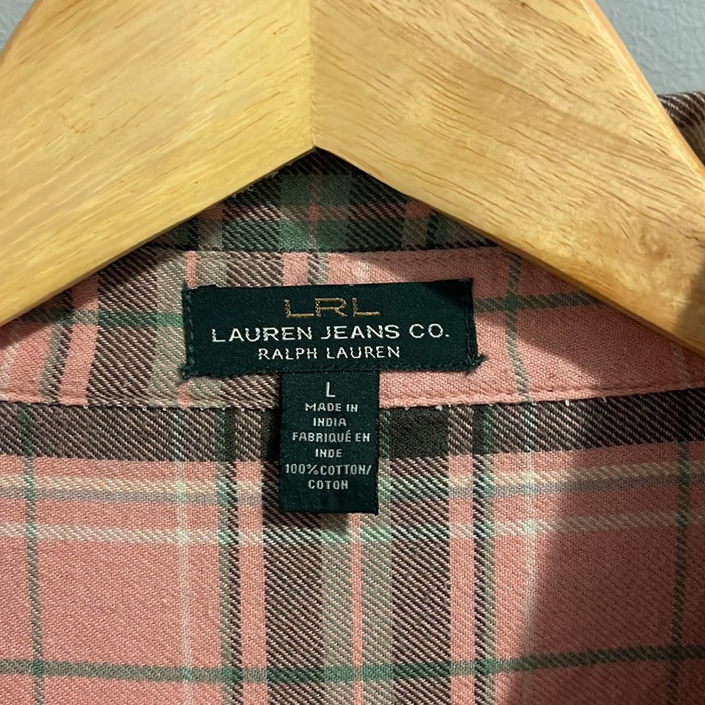 SOLD RALPH LAUREN PLAID FLANNEL BUTTON DOWN SHIRT (L) - Picture 3 of 13